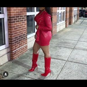 Red Faux Leather Dress